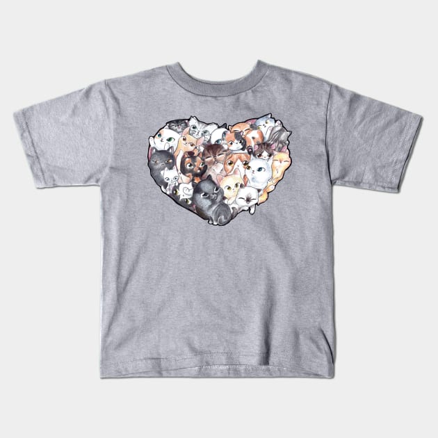 Heart Full of Kitties Kids T-Shirt by LyddieDoodles